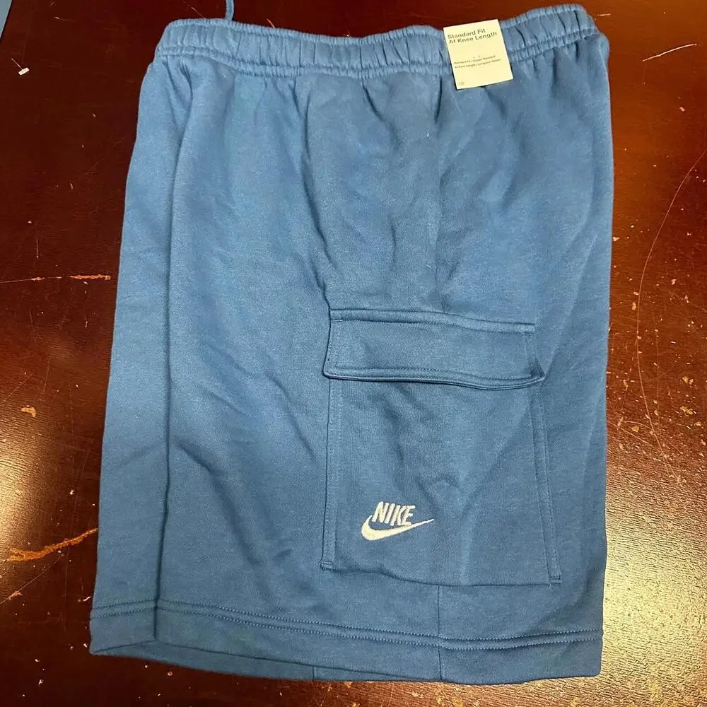 Nike Mens Blue Sportswear Club Standard Fit At Knee Length Cargo Shorts Size M L - Picture 2 of 5
